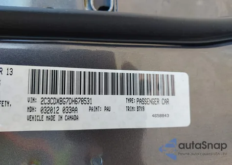 2013 Dodge Charger Se из США, поврежденный, VIN 2C3CDXBG7DH678531